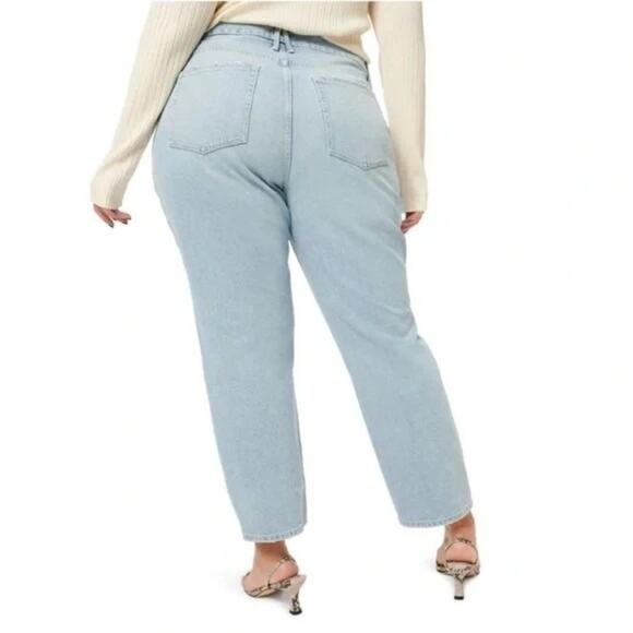 NWT Good American Good Boy Distressed Plus Curvy Straight Leg Jean 24 Blue #3039 - Picture 5 of 14